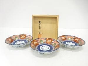 林九郎造　染錦　浅小鉢　3客